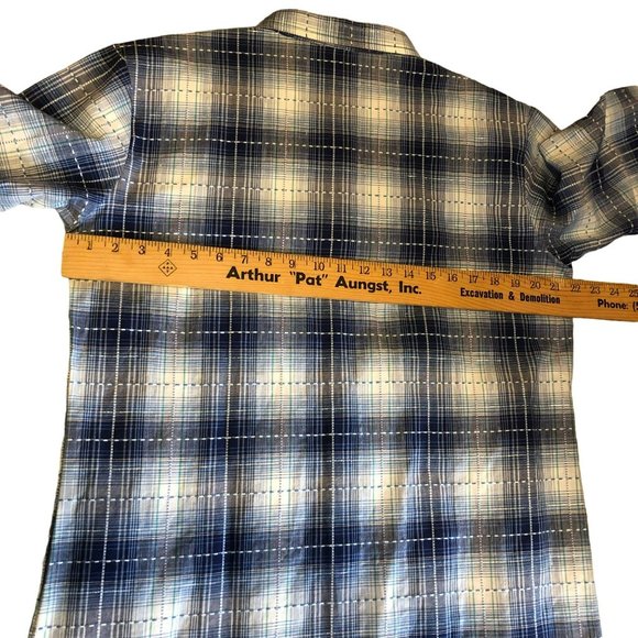 Collections Etc Button Up Shirt Dress 3/4 Sleeve Blue Plaid Sz M Midi - Picture 6 of 8